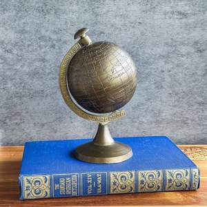 Unique steampunk <b>globe</b> sculpture made of metal gears rings and artistic joints for niche room decor lovers - Product Image 4