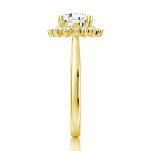 Anillo de Compromiso de Oro de 18K con Forma de Flor, Engastado con Rodio, Moissanita Redonda Incolora de Corte Brillante y Excelente Corte - Product Image 3
