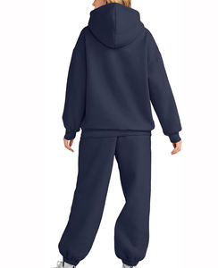 Private Label Winter Hooded Lightweight Breathable Casual Solid <b>Women</b> Track <b>Suits</b> 100% Cotton Wholesale in Stock - Product Image 4