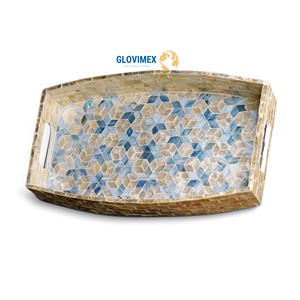 Meilleur Choix Design Rustique Plateaux de Service et de Rangement en Nacre avec Revêtement Poudré, Sculptés, Durables et Sûrs pour la Restauration - Product Image 1