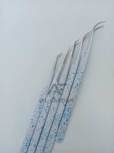 Al fardan ขาวด้านแวววาว14ซม. แหนบต่อขนตาปลอมแบบผอมยาว45องศาทำจากสเตนเลสปลายแหลม - Product Image 6