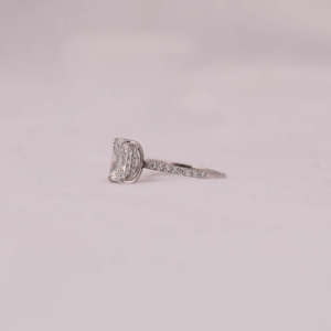 Radiant Cut Lab Grown Diamond Engagement Ring Hidden Halo 14K <b>Solid</b> Gold Trendy Style IGI Certificate Women's Fashion Gift Ring - Product Image 3