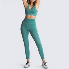 Taille haute femmes vêtements actifs ensemble séchage rapide bout à bout Leggings Spandex Gym soutiens-gorge grande taille sans couture Yoga vêtements pour le sport - Product Image 6