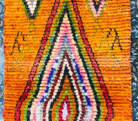 Tapis Azilal personnalisé Orange vif, grand tapis marocain en laine de mouton véritable
