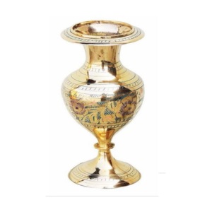Vase à fleurs en laiton de haute qualité avec gravure multicolore et peinture blanche or fini pour Vase à fleurs décoratif de Table - Product Image 4