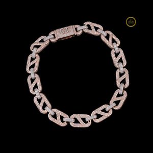 Rose Gold Two Tone <b>Iced</b> <b>Out</b> Cuban <b>Chain</b> 925 Silver Moissanite Unisex Necklace-Hip Hop Style by Shreya Diam - Product Image 2