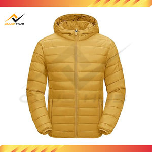 Custom Design outdoor Sports Lightweight <b>Yellow</b> Bubble <b>Jacket</b> with Hood Water Resistant Outerwear Manufacturer In Pakistan - Product Image 2