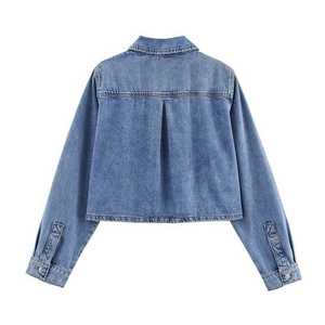 Za Femme Vêtements Poche Courte Denim Chemise Femme Manches Longues Plus Jeans Costume - Product Image 2