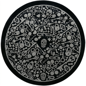 พรมปูพื้นแบบทัฟท์ด้วยมือระดับพรีเมียม ลายกะโหลกโกธิคแบบนามธรรม ดีไซน์ทันสมัย สีดำและสีขาว สำหรับตกแต่งภายใน - Product Image 3