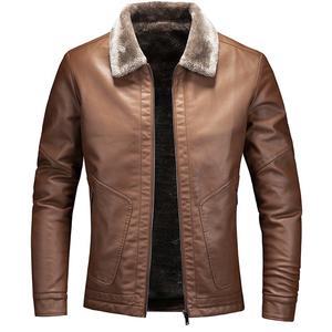 Blouson Bomber Homme en Cuir Véritable avec Col en Fourrure, Fermeture Éclair, Style Moto Hiver, Épais, Coupe-Vent, Streetwear, Logo Avant, 440g - Product Image 6