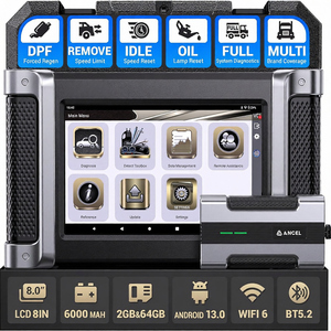 Scanner de camion poids lourd HD8000 tout système avec régénération DPF, réglage du ralenti et de la vitesse limitée, et réinitialisation des services, Diesel OBD2 - Product Image 1