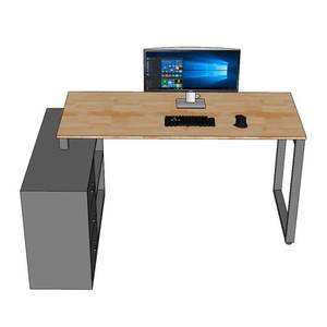 Escritorio Esquinero en Forma de L con Patas de Gabinete, 140x100cm, Madera de Caucho CD68028, con Cajón - Product Image 2
