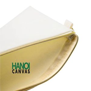 Bolsa de maquillaje reutilizable ecológica con logotipo personalizado para mujer, bolsa de lona de algodón natural liso, almacenamiento de brochas cosméticas con cremallera - Product Image 6