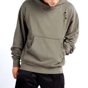 Sudadera de hombre personalizada de corte regular, 100% algodón orgánico, lavado ácido, con bolsillos desgastados, estilo urbano, ecológica, para invierno. - Product Image 1