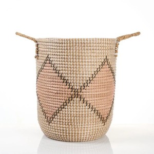 Diamond Design Round Sewing Seagrass <b>Basket</b> Handmade <b>Storage</b> <b>Basket</b> Wholesale eco-friendly Made in Viet Nam - Product Image 5