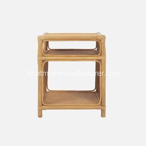 Mesita de noche rectangular de mimbre natural de ratán, mesitas de noche de 2 niveles, muebles de dormitorio familiar, venta al por mayor en Vietnam - Product Image 5
