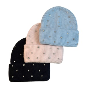 Gorros de invierno de moda de alta calidad, gorros de lana para exteriores, gorros de invierno con diamantes de imitación de diferentes colores para hombres - Product Image 2