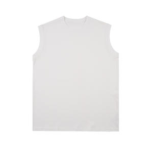 270gsm 100% algodón impreso camisetas al por mayor de alta calidad Unisex sin mangas verano Casual sólido en blanco camiseta de tela para hombres - Product Image 1