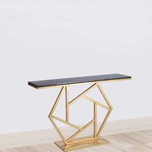 Luxurious Contemporary <b>Console</b> <b>Table</b> In Hexagonal Design with Black <b>Marble</b> Furniture Manufacturer Wholesaler Factory Direct Sale - Product Image 1