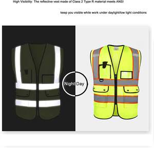 Chaleco de Seguridad Reflectante de Alta Visibilidad para Construcción, Ropa de Trabajo con Múltiples Bolsillos, para Día y Noche, 100% Poliéster, Malla con Cinta Reflectante de Alta Visibilidad - Product Image 4