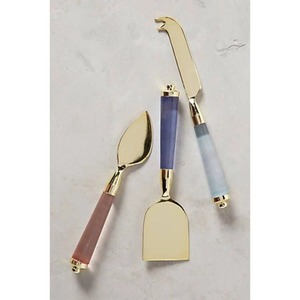 Juego de servidor de queso de Metal de acero inoxidable moderno con mango de mármol de diseñador, herramientas de queso, rebanador esparcidor para el hogar y la celebración - Product Image 6