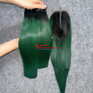 Combo de trama y cierre precio al por mayor hueso recto varios colores encaje 2x4 parte media 12-14 pulgadas pelo vietnamita - Product Image 6