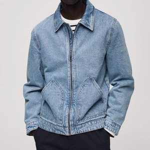 Veste en jean pour homme de haute qualité, sportive, à capuche, logo sur le devant, coupe-vent, tailles et couleurs personnalisables, vente en gros directe d'usine, hiver - Product Image 4