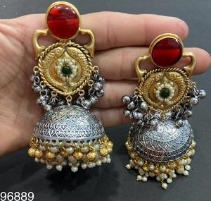 Stud <b>Earrings</b> 2025 Luxury Ethnic Vintage Silver Gold Long Tassel <b>Jhumka</b> Design Jewelry for Women Water Drop Bell Pearl <b>Earrings</b> - Product Image 4