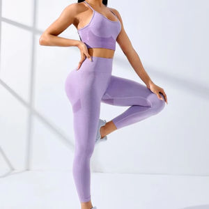 Alta calidad manga larga gimnasio Top Leggings trajes al aire libre mujer deportes conjuntos - Product Image 1