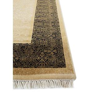 Gulnar Beige & <b>Brown</b> Hand Knotted <b>Wool</b> & Viscose Rug Medallion Pattern for Home Use-SKWV-54 - Product Image 3
