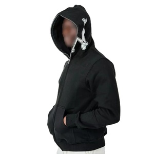 Latest Design Fleece Men's Zip up Heavyweight Hoodie Streetwear Full Zip up Hoodie Custom Logo Full <b>Face</b> Zip Hoodies - Product Image 3
