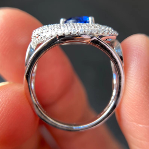 แหวนค็อกเทลสีน้ำเงินและสีขาวเพชรโมอิสแบบดั้งเดิมแหวนเพชรสีน้ำเงินและสีขาว925แหวนเงิน solitaires - Product Image 6