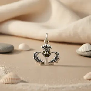 Colgante de Espino de Plata de Ley 925, Estilo Religioso, Joyería Escocesa, Chapado en Rodio, Acabado en Oro Rosa, Dijes de Platino - Product Image 3