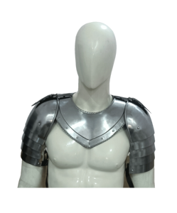Juego de gorget y pauldron de acero suave medieval para disfraces o recreación de artesanías de magnesia hechas a mano - Product Image 6