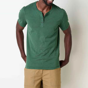 Camiseta Henley de algodón 100% duradera de calidad superior para hombre, ropa estampada informal de verano holgada - Product Image 4