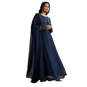 ชุด anarkali ลูกปัดสีฟ้ากับ dupatta สำหรับผู้หญิงเครื่องแต่งกายชาติพันธุ์แฟชั่นตามสั่งผู้ผลิตชุดปาร์ตี้ - Product Image 5