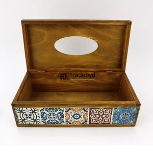 Caja de Pañuelos y Soporte de Madera Cuadrada con Esmalte Impreso, Ecológica, de Primera Calidad, para Mesa, de Tradebyd - Product Image 3