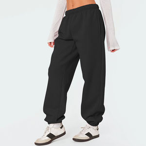 Eco-Friendly Cotton <b>Women's</b> Sweatpants <b>Loose</b> Fit High Rise Joggers Drawstring Waist Solid Color Dyed <b>Women</b> Sweatpants - Product Image 3