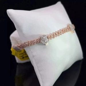 4Ct Round Cut Diamond Cuban <b>Bracelet</b> Men's 14K <b>Rose</b> <b>Gold</b> Plated Moissanite Link <b>Bracelet</b> - Product Image 2