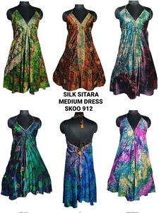 Vintage Boho Gypsy Dress Estilo occidental Nueva llegada Hippie Mujeres Peso ligero Multicolor Tie Dye Vestidos medianos - Product Image 3