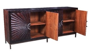 Buffet moderne Lyra en bois recyclé, capacité de rangement de 4 pieds, design modulaire pour salle à manger, chambre à coucher, salon, mobilier d'hôtel - Product Image 2