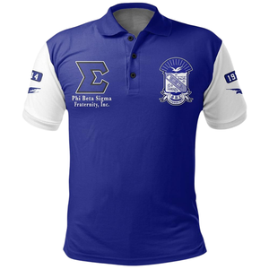 Polo Phi Beta Sigma 1914 en coton piqué 220 GSM, broderie chenille Divine Nine, vêtements vintage de la fraternité grecque, vêtements de campus - Product Image 2