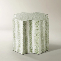 Mesa Auxiliar con Incrustaciones de Nácar, Mesa Decorativa Hecha a Mano con Incrustaciones de Concha, Mesa Auxiliar de Lujo para Sala de Estar, Muebles Artesanales