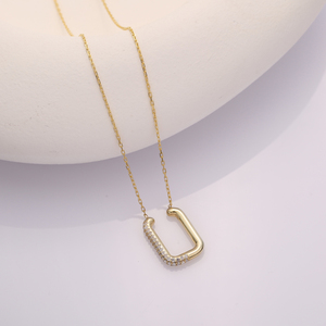 Clair CZ Pierre Rectangle Conception Argent Charme Collier Pendentif En Gros Bijoux Fine Jewellery - Product Image 4