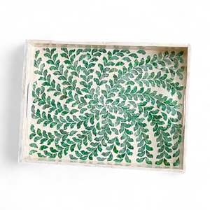 Plateau de service artisanal en nacre, plateau décoratif, incrustation de coquillages naturels, écologique, pour la table et la maison - Product Image 2