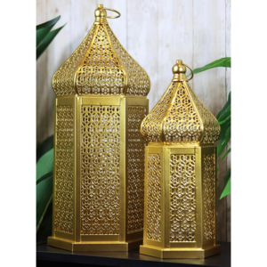 Factory Hot Sell Metal Gold Moroccan Handmade Modern <b>Christmas</b> Candle <b>Lantern</b> Home Garden Decorations Designer Cutwork <b>Lanterns</b> - Product Image 1