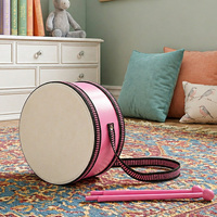 Midex Orf-TF-13PK Instrumentos Orff - Tambor de suelo rosa para niños con cabezales de papel encerado de madera de abedul, ecológico, duradero, portátil, directo