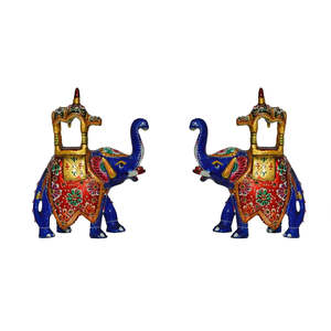 Statue d'éléphant colorée Meenakari Ambabari Combo pour la décoration intérieure - Product Image 1