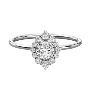 Anillo de Boda con Halo de Flores y Diamantes de Corte Redondo - Product Image 3