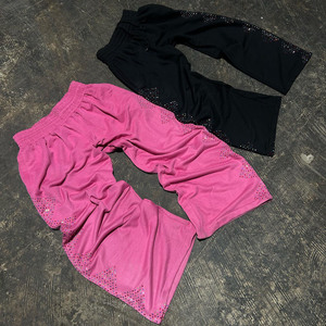 Pantalones de chándal holgados acampanados rectos anchos con diamantes de imitación lavados, ropa de calle personalizada de estilo informal para hombre de la industria RAM - Product Image 2